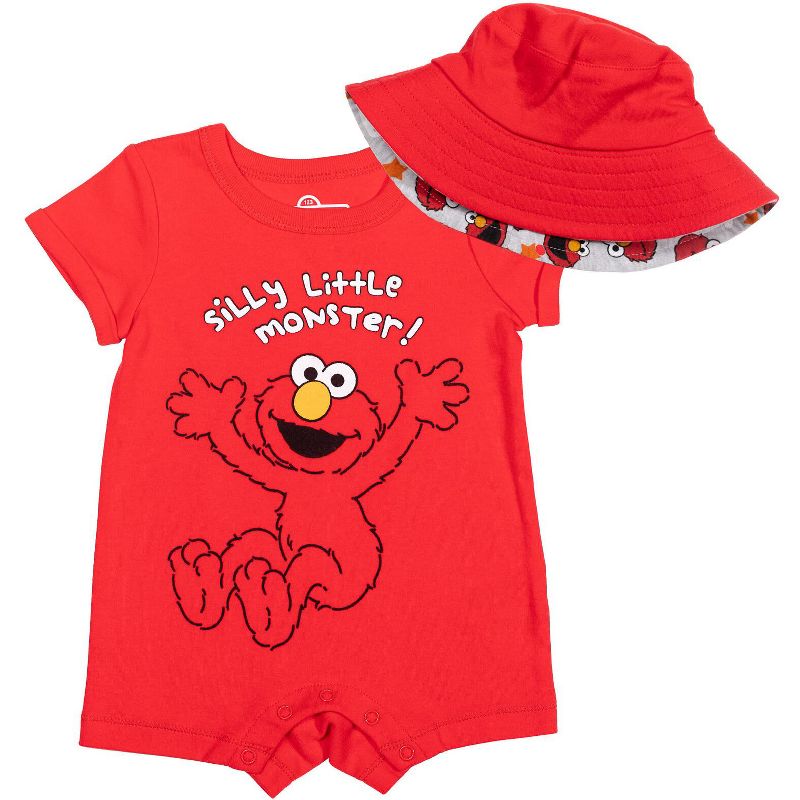Sesame Street Elmo Cookie Monster Big Bird Romper and Sunhat Newborn to Toddler, 2 of 8