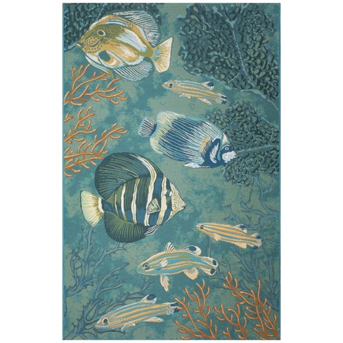 Liora Manne Marina Fish Indoor/outdoor Area Rug Aqua 6'6