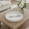 HomeRoots 14" Gray And Black Love Wins Round Serving Tray With Handles - 2 of 4