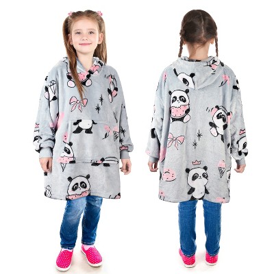 Catalonia Blanket Hoodie Sweatshirt for Kid, Fleece Snuggy Soft Wearable Blanket Pullover 4-12 Years Boy Girl Cozy Warm Gift