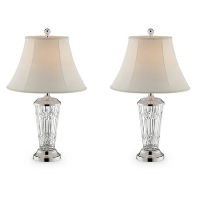 26.5" Traditional Glass Table Lamp Set of 2 (Includes CFL Light Bulb) Silver - Ore International