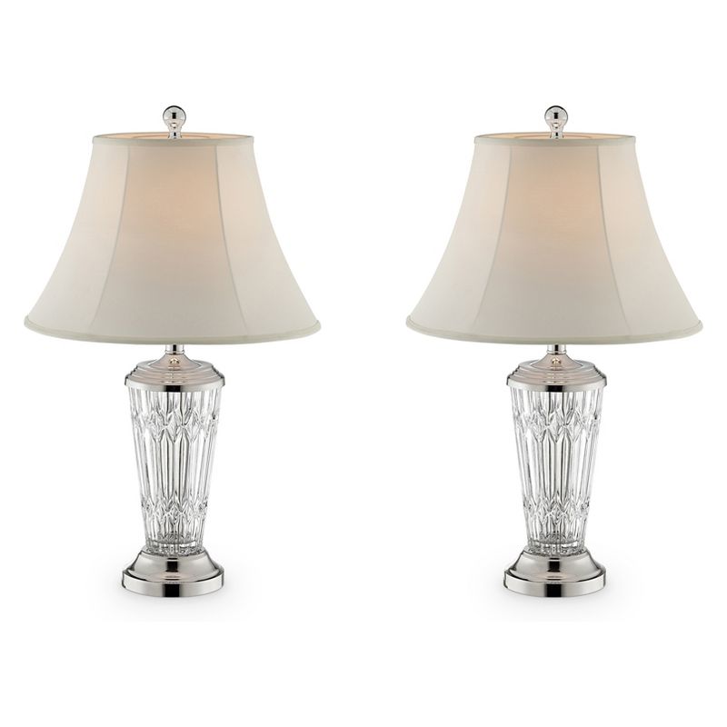 26.5&#34; Traditional Glass Table Lamp Set of 2 (Includes CFL Light Bulb) Silver - Ore International, 1 of 5