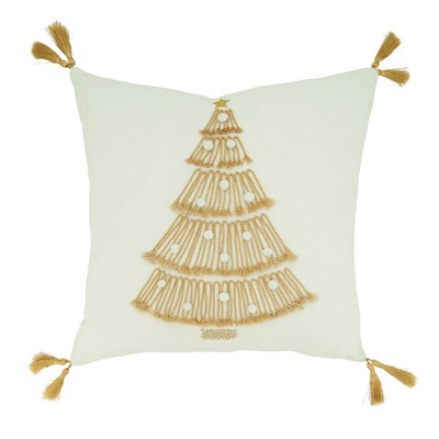 Shop silk Christmas pillow covers with white tree and gold star