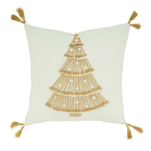 Safavieh Holiday Tree Pillow - Maroon / Gold