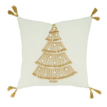 Saro Lifestyle Christmas Tree  Decorative Pillow Cover, Gold, 18"