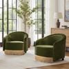 Ruched Olive Performance Velvet Accent Arm Chair with Barrel Back and Bullion Fringe for Living Room - 2 of 4