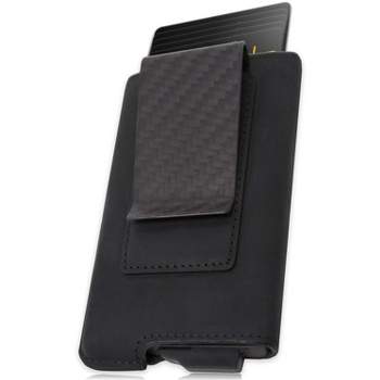 Fidelo Minimalist Pop Up Wallet With Card Holder And Carbon Fiber, Black