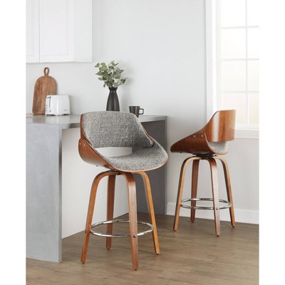 Fabrizzi Dark Gray Wood and Metal Swivel Counter Stool Set
