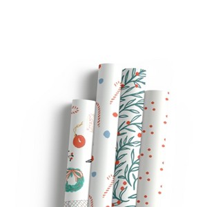 Two-Sided "Merry Gifting" & "Wreath Swirl" Heavyweight Christmas/Holiday Gift Wrap by Ramus & Co (Eight Sheets) - 1 of 4