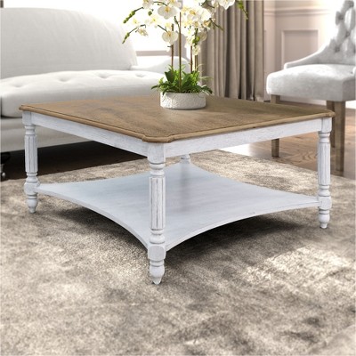 Square coffee table white and deals wood