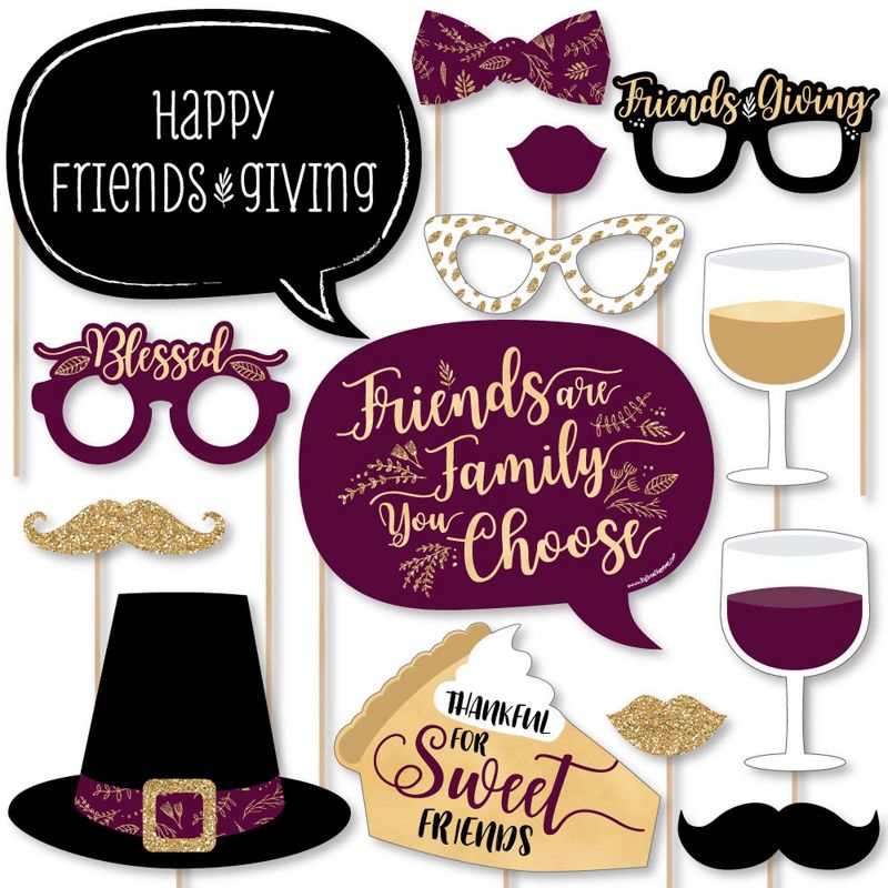Big Dot of Happiness Elegant Thankful for Friends - Friendsgiving Thanksgiving Party Photo Booth Props Kit - 20 Count, 1 of 9