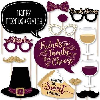 Big Dot of Happiness Elegant Thankful for Friends - Friendsgiving Thanksgiving Party Photo Booth Props Kit - 20 Count