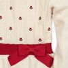 Hope & Henry Girls' Organic Embroidered Skater Sweater Dress with Bow, Ivory with Red Flowers, 5 - 4 of 4