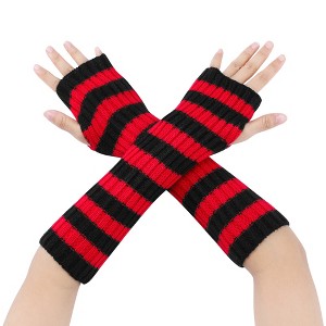 INSPIRE CHIC Women's Elastic Knit Winter Half Finger Thumb Hole Y2K Sleeves Gloves for Christmas Windproof 1 Pair - 1 of 4