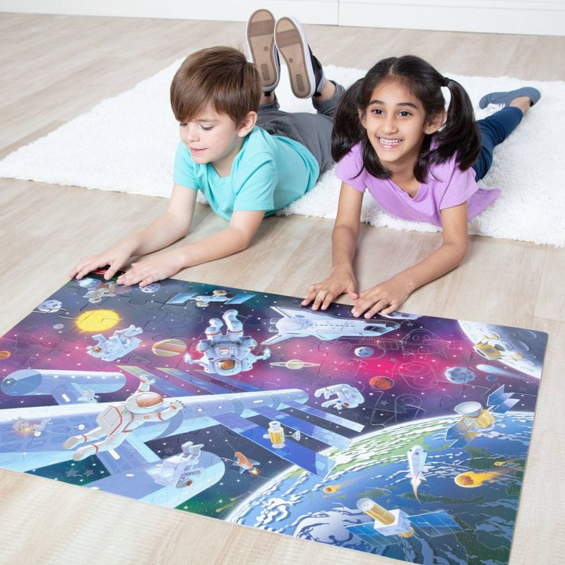 Melissa &#38; Doug Outer Space Glow-in-the-Dark Cardboard Jigsaw Floor Puzzle &#8211; 48pc, 3 of 11