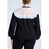 ELOQUII Women's Plus Size Sheer Yoke Sweater With Tie Neck - 3 of 4