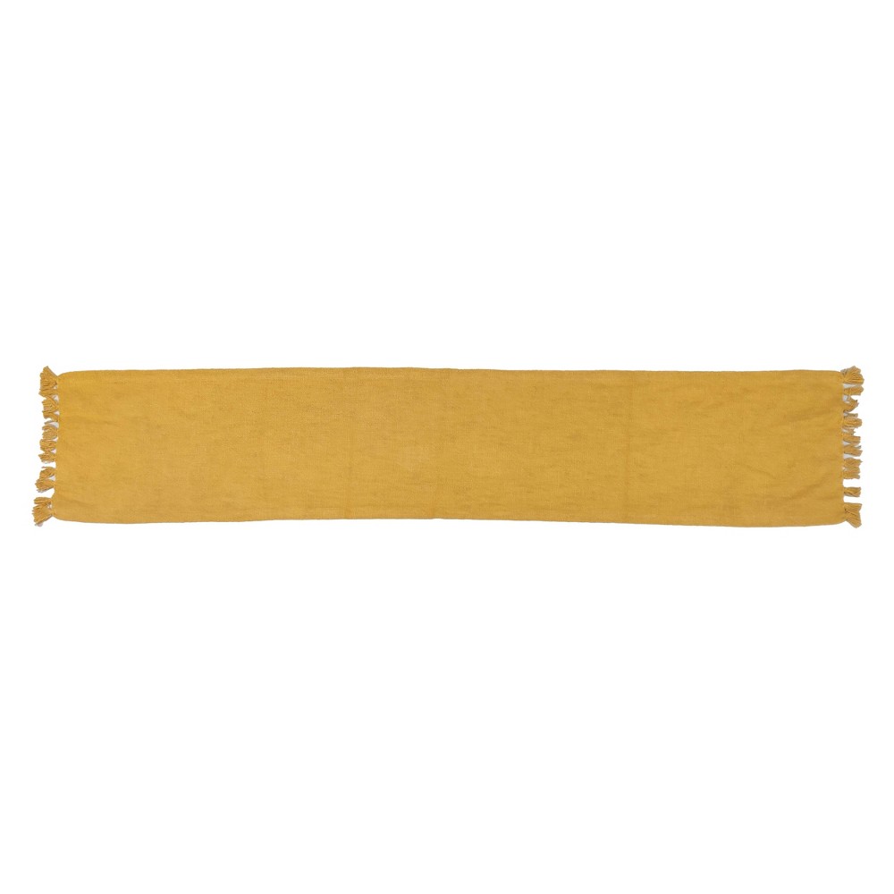 90" x 20" Cotton Textured Table Runner Gold - Threshold™: Traditional Fall Decor, Machine Washable, Solid Pattern