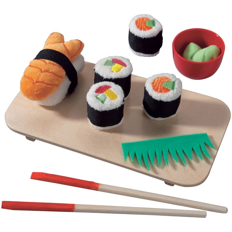 HABA Biofino Sushi Soft Play Food 10 Piece Set with Serving Board and Chopsticks, 1 of 4