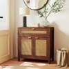 Costway 1/2 PCS Buffet Cabinet Sideboard Storage Cabinet Rattan Doors & Drawer Adjustable Shelf - 2 of 4