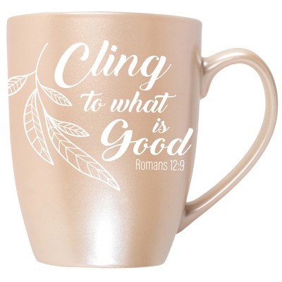 Elanze Designs Cling To What Is Good Romans 12:9 Precious Pearl 10 ounce New Bone China Coffee Cup Mug