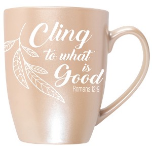 Elanze Designs Cling To What Is Good Romans 12:9 Precious Pearl 10 ounce New Bone China Coffee Cup Mug - 1 of 4