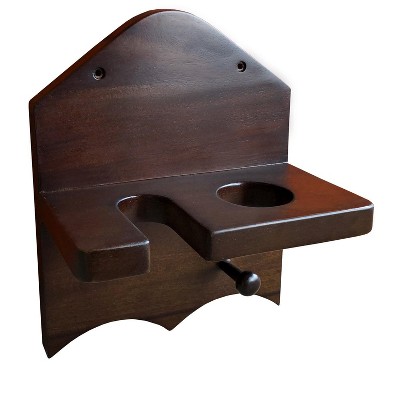 Dark Brown Mahogany Baseball Wall Mount Display Shelf