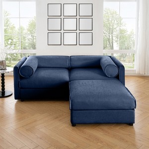 CAVINAS Modern Sectional Sofa with 2 Seats and 1 Ottoman,Convertible Modular Couch with Under-Sofa Storage,Couch for Living Room,2x Corner,Blue - 1 of 4