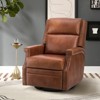 Favonius Wooden Upholstery Genuine Leather Swivel Rocker Recliner with Nailhead Trim for Bedroom and Living Room| ARTFUL LIVING DESIGN - 2 of 4