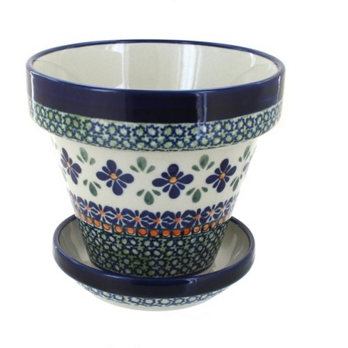 Blue Rose Polish Pottery Mosaic Flower Small Flower Pot : Target