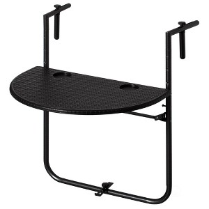 Gardenised Indoor and Outdoor Rattan Decorative Plastic Foldable Balcony Table, Black - 1 of 4