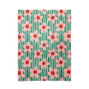Sewzinski Mod Pink Flowers On Green Poster - Society6 - 1 of 2