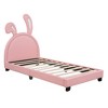 ALEXOUN Upholstered Leather Platform Bed with Rabbit Ornament and Headboard Wood & Slats,Designed for Kids Toddlers Boys Girls - 4 of 4