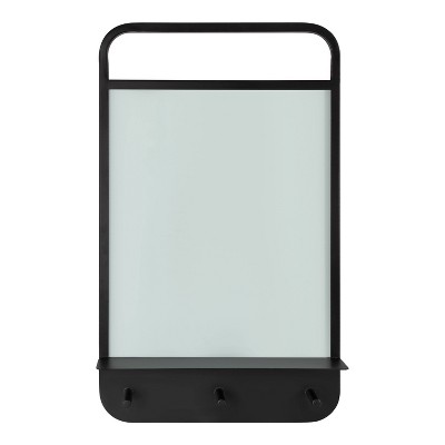 Black Iron Wall Organizer with Glass Dry Erase Board