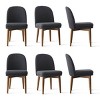 Modern Dining Chairs Set of 6, Upholstered Accent Side Chairs with Double Cushion Seat and Walnut-Finish Solid Wood Legs-Tanpinhause - 2 of 4