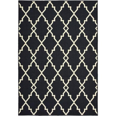 Oriental Weavers Marina 7763K Black/ Ivory Indoor/Outdoor Area Rug - 2'5" x 4'5"