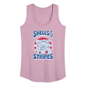 Women's - Teenage Mutant Ninja Turtles - Shells And Stripes Graphic Racerback Tank - 1 of 4