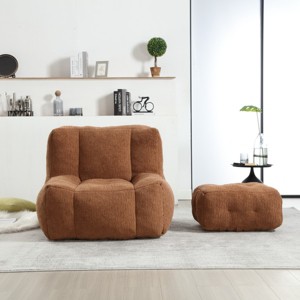 Velvet Bean Bag Chair with Ottoman and Foam Padding, Soft Lazy Sofa for Adults and Kids, Lightweight and Compressed-Baofuwish - 1 of 4