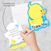 Big Dot of Happiness Ducky Duck - Shaped Thank You Cards - Baby Shower or Birthday Party Thank You Note Cards with Envelopes - Set of 12 - 2 of 4