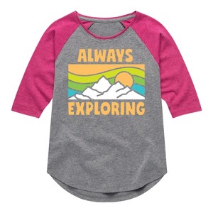 Girls' - Instant Message - Always Exploring Shirt Tail Raglan Graphic T-shirt - 1 of 4
