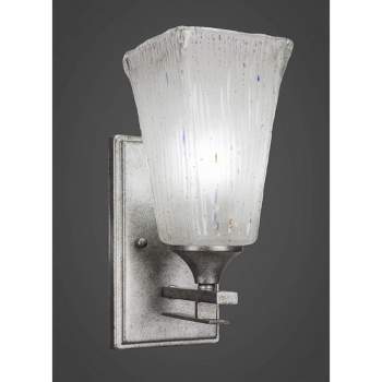 Toltec Lighting Uptowne 1 - Light Sconce in  Aged Silver with 5" Square Frosted Crystal Shade