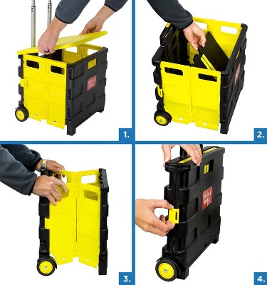 Yellow and Black Mobile Folding Utility Cart with Aluminum Handle