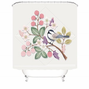 Pink Flowers And Birds Shower Curtains for Bathroom Waterproof Fabric Bath Curtain Durable Soft Stylish Bathroom Decor 72x72 Inch - 1 of 1