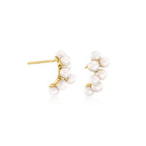 Ross-Simons 3-4mm Cultured Pearl Cluster Earrings in 18kt Gold Over Sterling - 1 of 4