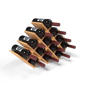 HOMLUX Modern 8/12/13 Bottle Bamboo Wine Rack: Countertop Holder, Freestanding, Lattice Design - 1 of 4