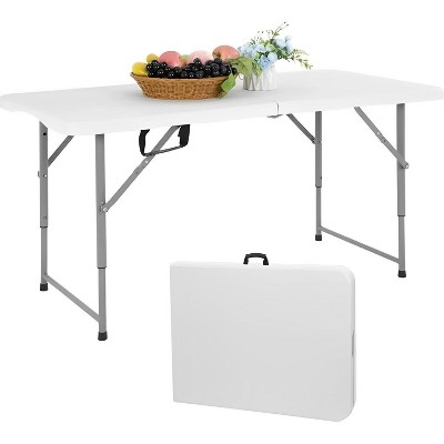 SKONYON 4ft Folding Table Adjustable Height Folding Table for Indoor and Outdoor