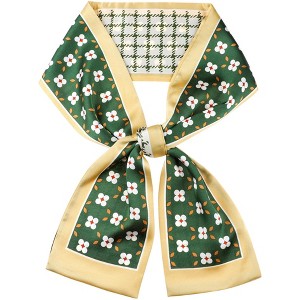 INSPIRE CHIC Women's Fashion Printed Skinny Long Retro Satin Silky Neck Scarves 1Pc - 1 of 4