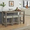 Space-Saving 4 PCS Dining Set, 59'' Wood Bar Table with MDF Top and Power Outlet, Upholstered Stools with Linen Cushion-Baofuwish - 2 of 4