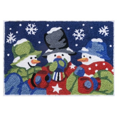 Jellybean Snowmen & Cocoa Washable Indoor/Outdoor Doormat, 20"X30"