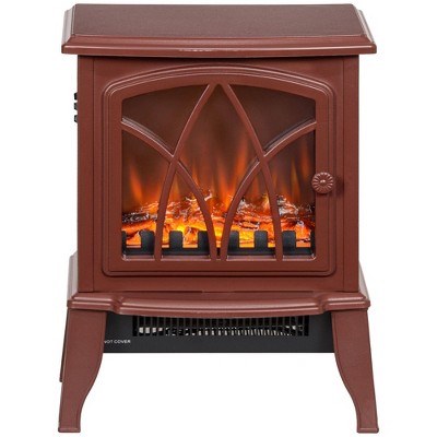 Yukimo 750W/1500W Electric Heater Fireplace, Inserts Electric Wood Fireplace Stove with Realistic Flames & Overheating Protection, Red