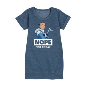 - Avatar: The Last Airbender - Sokka Nope Graphic Short Sleeve Fleece Dress - 1 of 4